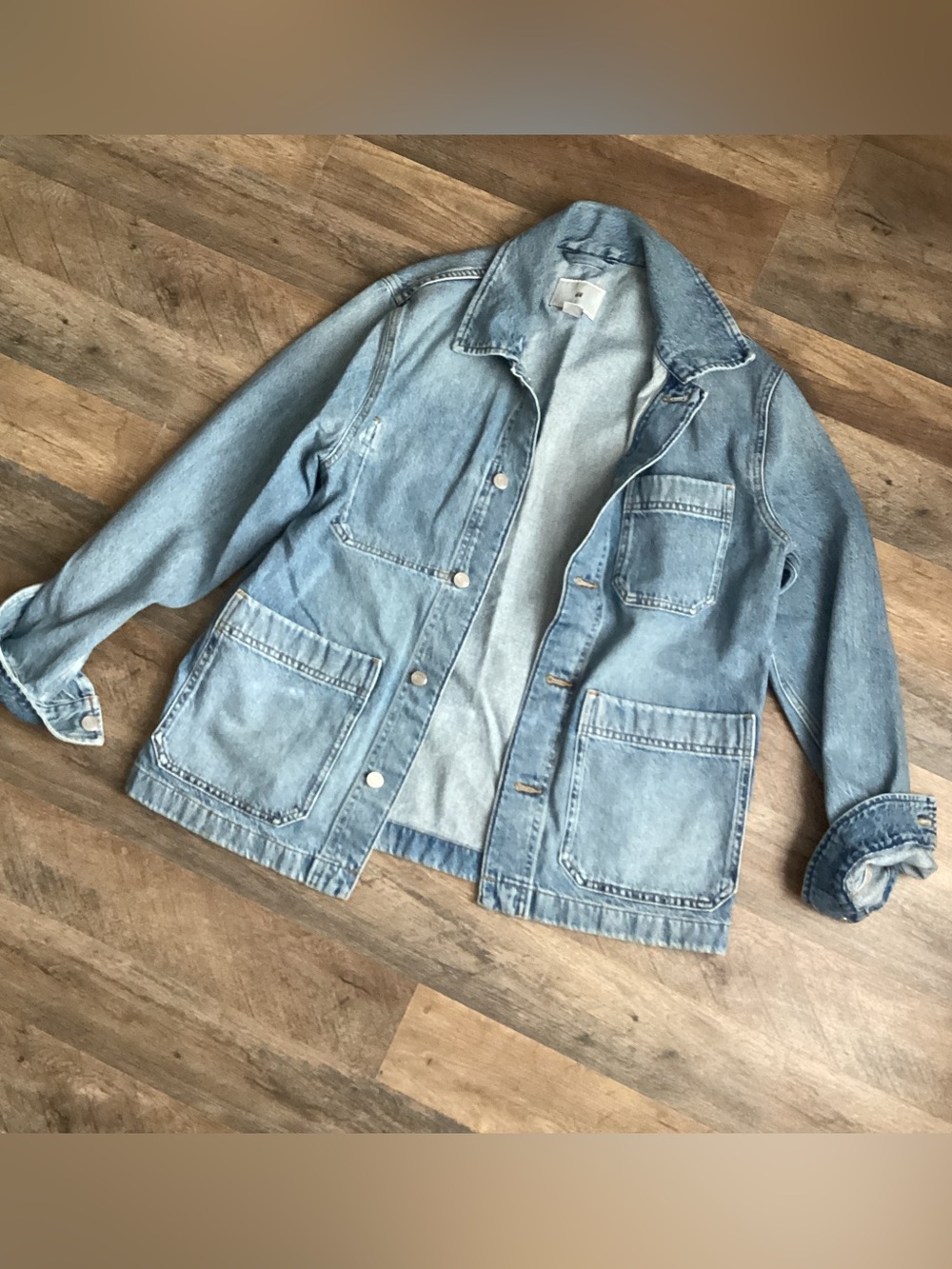 H&M Light Wash Denim shacket with Pockets